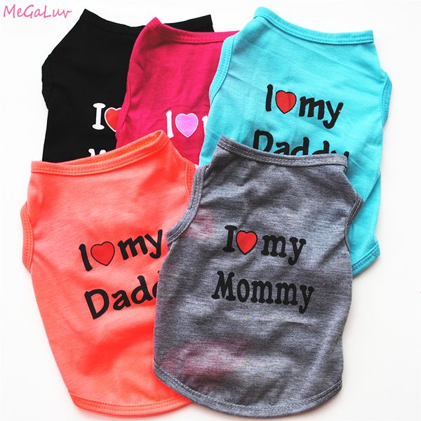 Mignon I LOVE MY MOMMY DADDY Chien Vêtements Confort Pet Costume Gilet Chiot Chats Manteau Vêtements Pour Chien T-shirt Pet Supplies Y200922