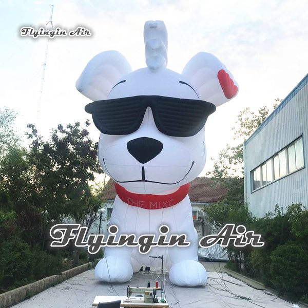 Globo publicitario lindo perro inflable 4,5 m/6 m de altura Animal modelo aire volar cachorro con gafas de sol para eventos