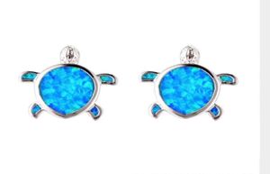 Mignon Boucles d'oreilles mignonnes incrustées Blue Opale Tiny Turtle For Women Girl Girls Kids 925 Bijoux d'animaux de mariage en argent Nice Turtles Studs1817591