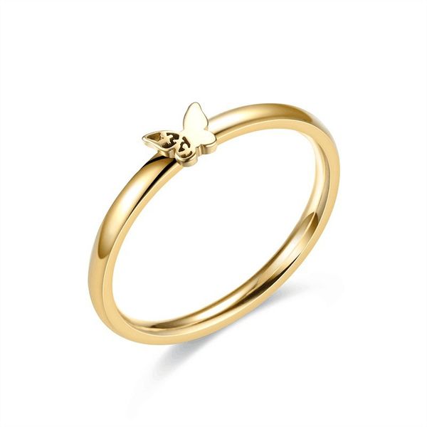 Niedlicher INS-Stil Schmetterling Charm Band Ring Mädchen Geschenk Edelstahl Fingerringe Schmuck