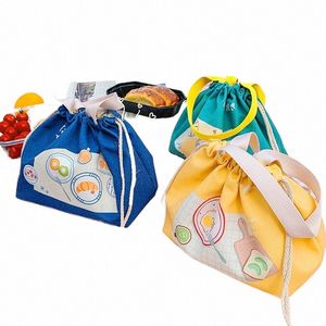 schattige Japanse canvas insulati tas lunchbox tas eenvoudige lunchzak