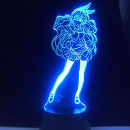 Schattige Japanse waifu 3d night light anime lamp yumeko jabami van Kakegurui Compulsive Gambler Decor USB Nightlight Drop261H