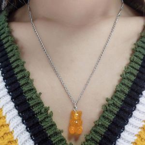 Collier chaîne ours de dessin animé Judy pour femmes, cadeau de noël Simple, pendentif couleur bonbon, bijoux de fête