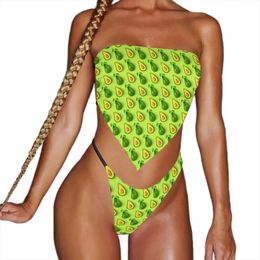 Mignon kawaii avocado micro bikini maillot de bain sexy de maillots de bain imprimés de fruits sexy femmes drôles bikinis set deux morceaux push up féminin 240327