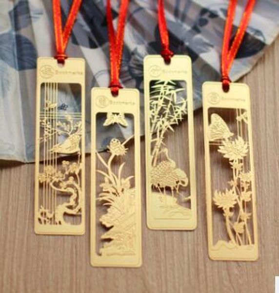 Cute Kawaii Beautiful Metal Bookmarks Chinese Vintage Retro Bookmark para libro Artículo creativo Paquete de regalo Envío gratis