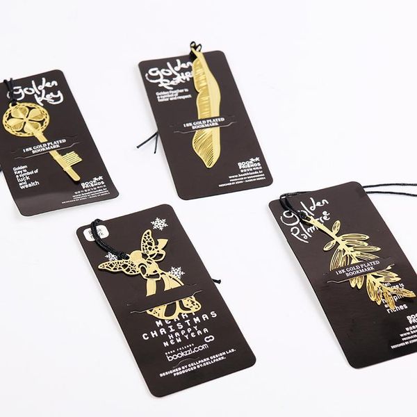 Cute Kawaii Gold Metal Bookmark Vintage Key Feather Angel Bookmarks Clip de papel para libro Korean Statio jllhkb