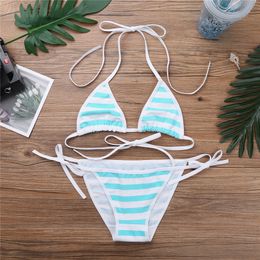 Bonito conjunto de sujetador de lencería a rayas estilo Anime japonés Kawaii, corbata de cuerda, ropa interior de Lolita, Bikini, sujetador y bragas, conjunto de bragas Y0129