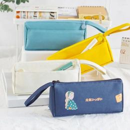 Bonito kawaii estilo coreano estudante lona grande capacidade saco de papelaria sacos de armazenamento de mesa lápis bolsa material escolar