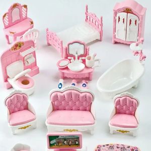 Lindo Kawaii Rosa 10 artículos Lote Muebles de casa de muñecas en miniatura Accesorios Juguetes para niños Cocina Cosas de cocina para regalos de niña 231228