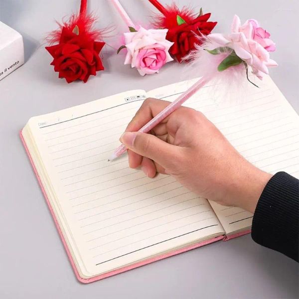 Mignon kawaii rose fleur ballpoint pin de bureau de bureau fournit des fournitures de papeterie créative douce jolie belle