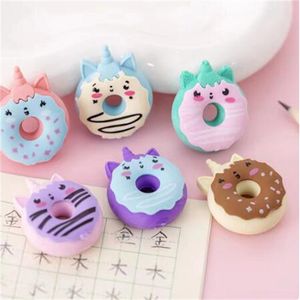 Cute Kawaii Unicorn Donut Rubber Eraser Creative Pencil Erasers School Supplies Stationery Kids Students Cool Prizes GC2423
