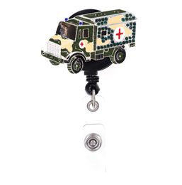 Migne Key Rings Green Carbus Riginestone Rettracable Medical ID Badge Holder Yoyo Pull Reel Doctors ID Card pour Goad551014