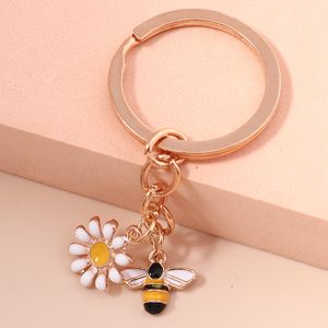 Leuke sleutelhanger Email Bee Heart Flower Key Ring Garden Key Chains Souvenir Gifts For Women Men Handtas Accessoires Sieraden Gift