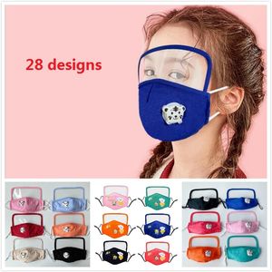 Schattige kindergezichtsmaskers met ademhalingsautomaat en transparant oogschild kindergezichtsmasker anti-stofmist mode mondmasker gelaatsscherm