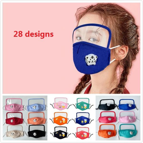 Lindas máscaras faciales para niños con válvula de respiración y protector ocular transparente para niños, máscara facial antipolvo, antiniebla, máscara bucal de moda, protector facial