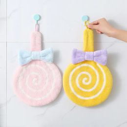 Enfants mignons à main serviette arc de rotule couleur cuisine salle de bains épaissis en microfibre doux lavage à sec rapide essuyer la maison