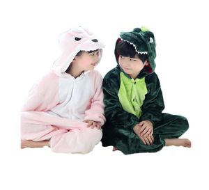 Mignon Kids Onepiece Pajamas Carton Dragondinosaur Slee -ries épaisses pour 310 ans Chilren Boys Girls Aysie Pyjamas Night Clothes8251050