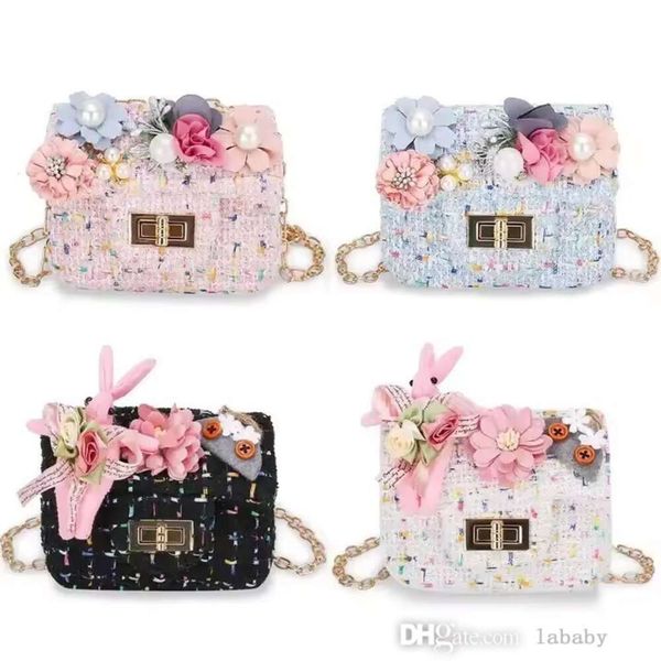 Sac à main mignon pour enfants, sac à bandoulière pour filles, dessin animé lapin fleur couleur bonbon, sacs à bandoulière, portefeuille pour bébé