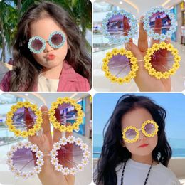 Lunettes de soleil ovales à fleurs pour enfants, mignonnes, à la mode, pour filles et bébés, UV400, Protection solaire d'extérieur