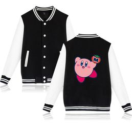 Leuke Kirby Star Baseball Uniform Fleece Jacket Dames Men Streetwear Hip Hop Lange Mouw Pink Hoodies Sweatshirt Casual Tracksuit805022488