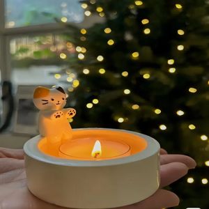 Lindo titular de la vela del gatito Cartoon Cat Candlestick Aromaterapia creativa Regalos de alta decoración 240412