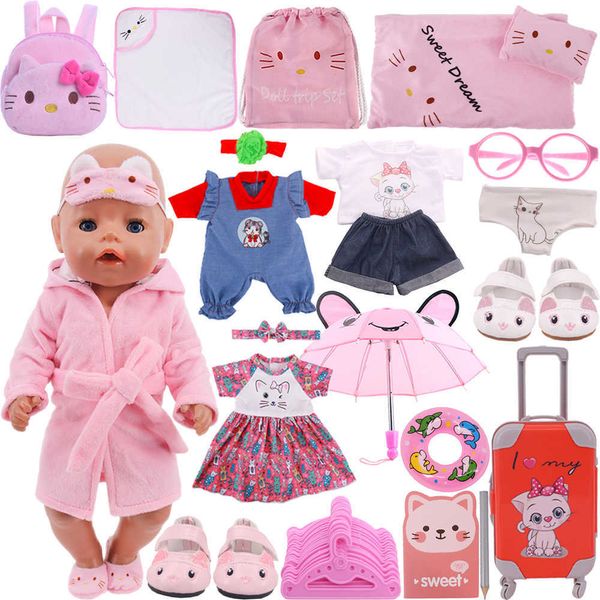 Cute Kitty Doll Ropa Ropa Accesorios de vestir Diy Set para bebé nacido 43 cm Artículos 18 pulgadas American Girl Toys Our Generation Gift