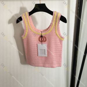 Viette creuse brodée mignonne Tricorée Femmes Tops sans manches