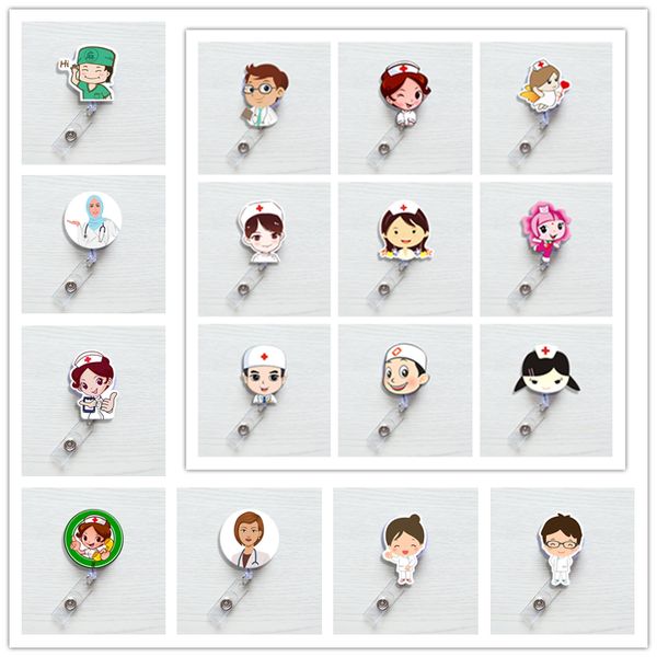 Cute Corea Badge Reel Retractable Pull ID ID de ID de hebilla Tolchas de insignias Beligranss Beld Hospital School Office Office Clip Clip