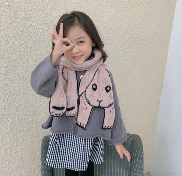 Mignon Style coréen dessin animé ours lapin enfants tricoté laine écharpe automne hiver garçons filles enfant en bas âge longues écharpes1IJE9025267