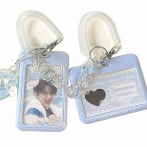 Mignon Kpop Photocard Holder Album de la carte photo Holder Girls Bus Carte de bus Holder Student Pendant Carte de carte Keychain Carte de stockage F1BG #