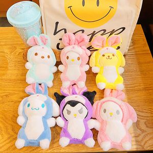 Lindo pijama de conejo Kuromi, mochilas escolares, llaves, perchas, bolsas de fondo, muñecas de dibujos animados, parejas, llaves, muñecas