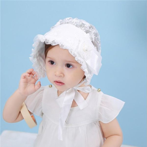 Lindo encaje flor bebé sombrero verano bebé niña sol sombrero princesa hueco capó algodón con cordones bebé niño Beanie niñas gorra 4 colores