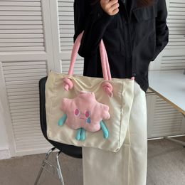 Leuke tas met grote capaciteit voor vrouwen, Yi Mengling, dezelfde stijl Autumn Summer Tote Bag, modieuze en niche college student classroom canvas tas
