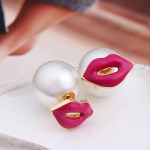 Boucles d'oreilles à lèvres mignonnes femmes grandes boucles d'oreilles en perles bijoux de mode pour la fête de cadeau