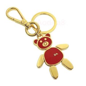 Schattige kleine beer metalen sleutel Buckle luxe ontwerper Keychains Brand Leather Keyring Prad Car Key Rings For Charm Mens Dames Beste paar Key Main Sieraden Gifts