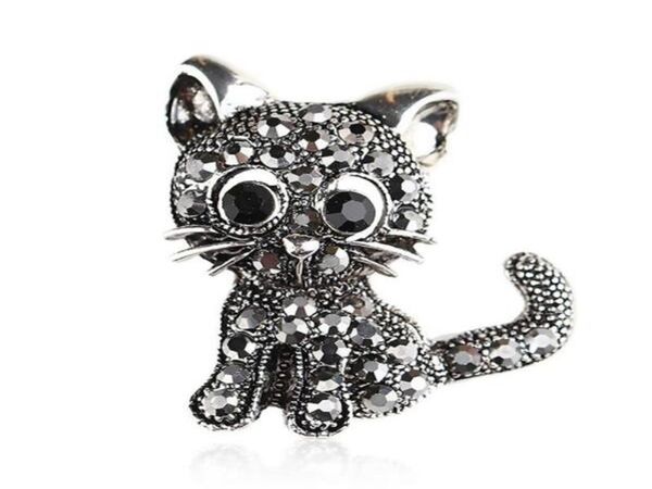 Bonitos broches de gato pequeño, joyería Pin Up para mujer, sombreros de traje, Clips, regalo de joyería de plata antigua