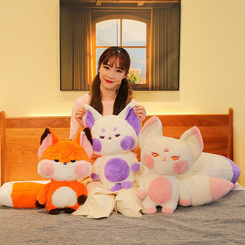 Cute little fox plush doll big tail fox gives her friend birthday gift creative spoof pillow