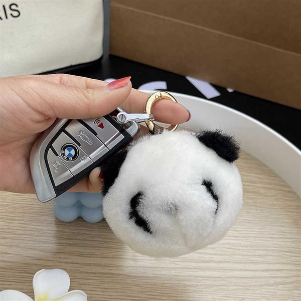 Lindo pequeño panda coche llavero diseño coreano ins muñeco de peluche bolsa colgante2857