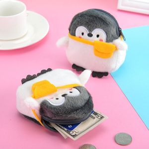 Portamonete simpatico piccolo pinguino Portamonete morbido mini cartone animato Borsa linea dati Kawaii Semplicità Borse di peluche durevoli Accessori