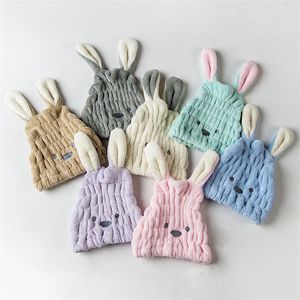 Cute Long Ear Rabbit Dry Hair Cap Fleece Quick Dry Strong Absorbing Drying Ultra-Soft Hat Turban