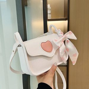 Lindo amor corazón para mujer pequeños bolsos de hombro cuadrados moda mujer bolsa de mensajero simple señoras crossbody bolso con bufanda 240124