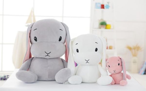 Lindos muñecos de conejo de la suerte, juguetes de peluche, conejito de peluche suave, regalo para bebés, 25cm, 50cm, 70cm, rosa, blanco y gris