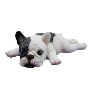 Bonito cachorro de Bulldog Francés tumbado durmiendo, estatua realista, juguetes de regalo para niños C0220317Y