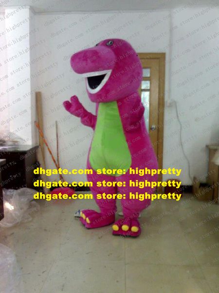 Lindo disfraz de mascota Dino rosa Phytodinosauria dragón Barney dinosaurio mascota con boca grande muchos dientes blancos No.317 envío gratis