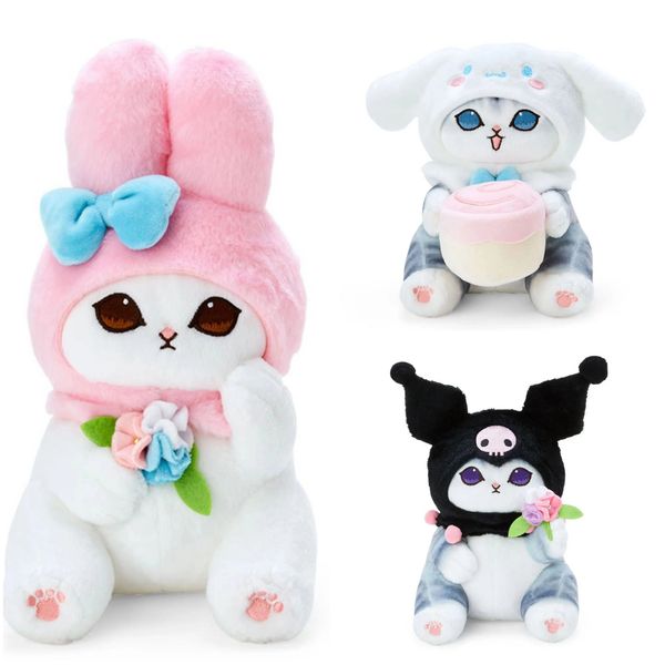 Cute Melody Shark Cat juguetes de peluche muñecas de Anime regalos de cumpleaños decoración del dormitorio del hogar