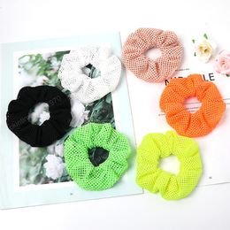 Mignon maille cheveux chouchous creux femmes Scrunchie élastiques bandes de cheveux filles fluorescentes chapeaux en caoutchouc cheveux cravates élastique pour queue de cheval