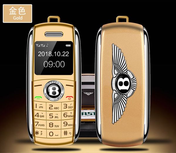 Clé mignon mini-voiture mini téléphone double carte SIM Magic Voice Bluetooth Dialer mp3 une clé Recorder Mobile Phone Cell Phone Russian Arabe Key
