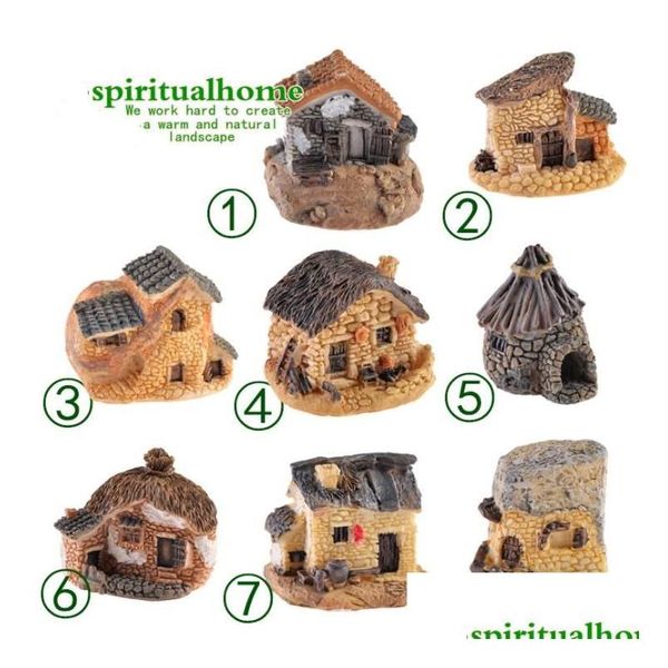 Mignon Mini Pierre Maison Fée Jardin Miniature Artisanat Micro Cottage Paysage Décoration Pour Bricolage Résine Artisanat 8 Styles Dlh111 Drop Deliv Dhnfg