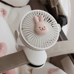 Ventilateurs de poussette mignon mignon ventilateur de clip portable pour le ventilateur de lit bébé 3 vitesses de batterie USB rechargeable ventilateurs pour le bureau à domicile 240423