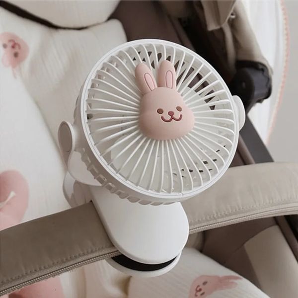 Ventilateurs de poussette mignon mignon ventilateur de clip portable pour le ventilateur de lit bébé 3 vitesses de batterie USB rechargeable ventilateurs pour le bureau à domicile 240513